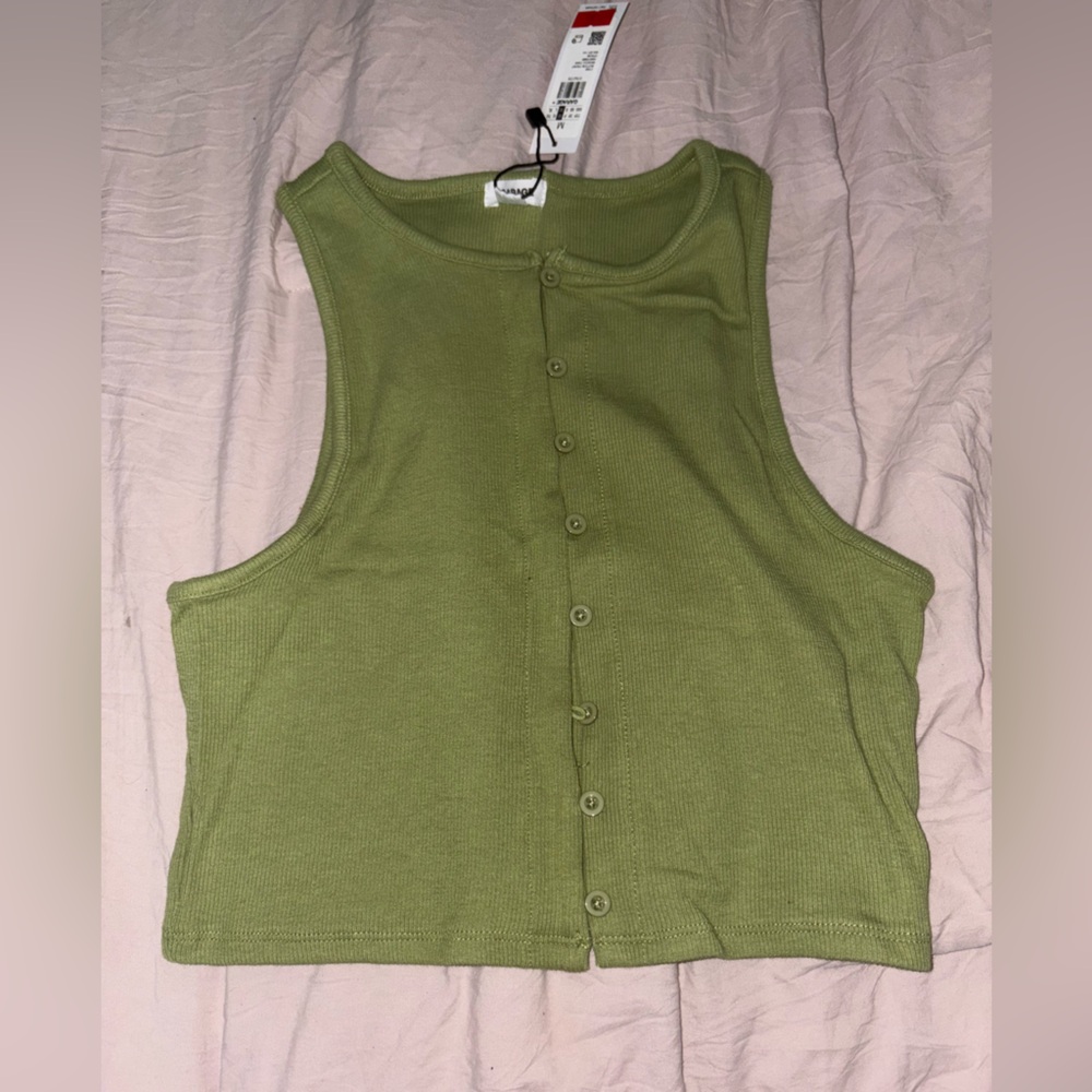 Garage Green Boxy Sleeveless Tank Top